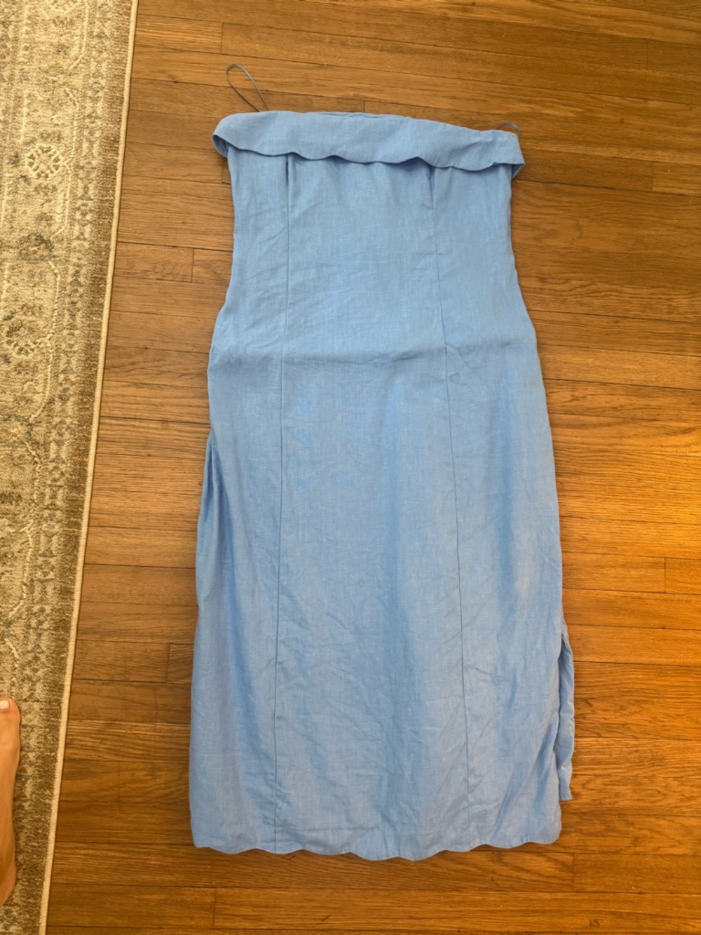 Abercrombie Light Blue Strapless Linen Midi Dress